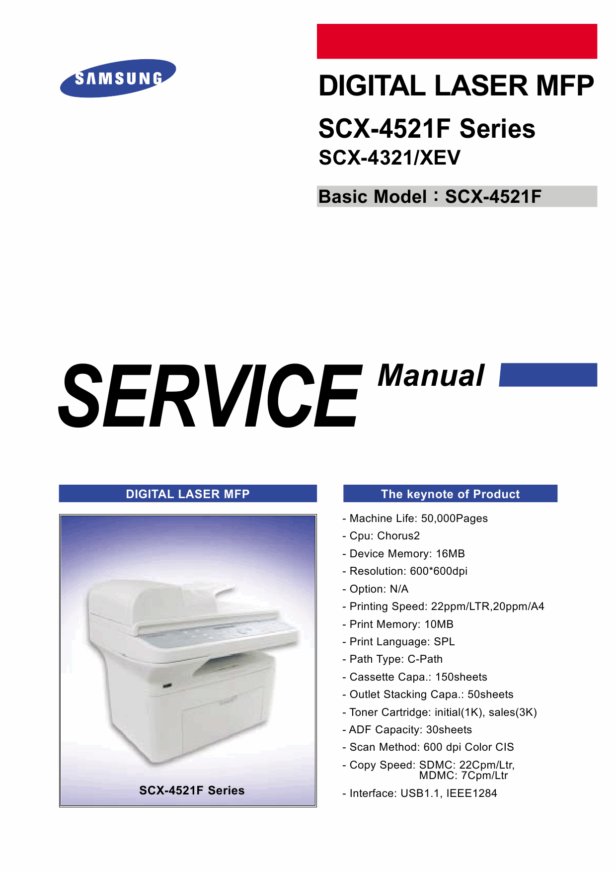 Samsung Digital-Laser-MFP SCX-4521F 4321 Parts and Service Manual-1